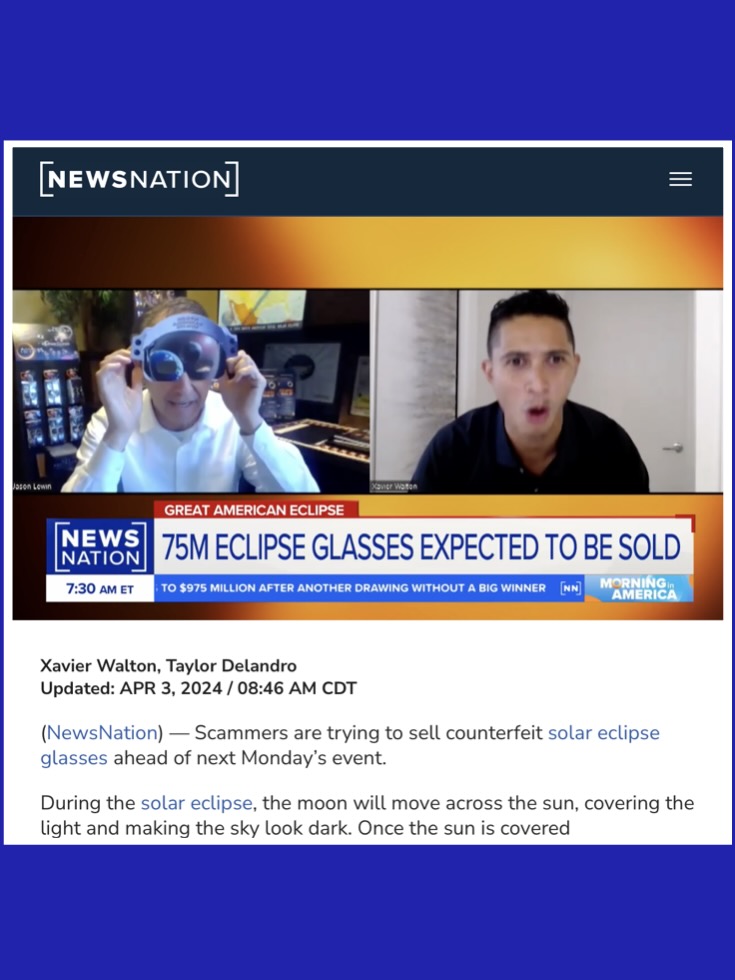 Goody PR Agency Success National TV interview NewsNation with American Paper Optics Eclipse Glasses Tallv4