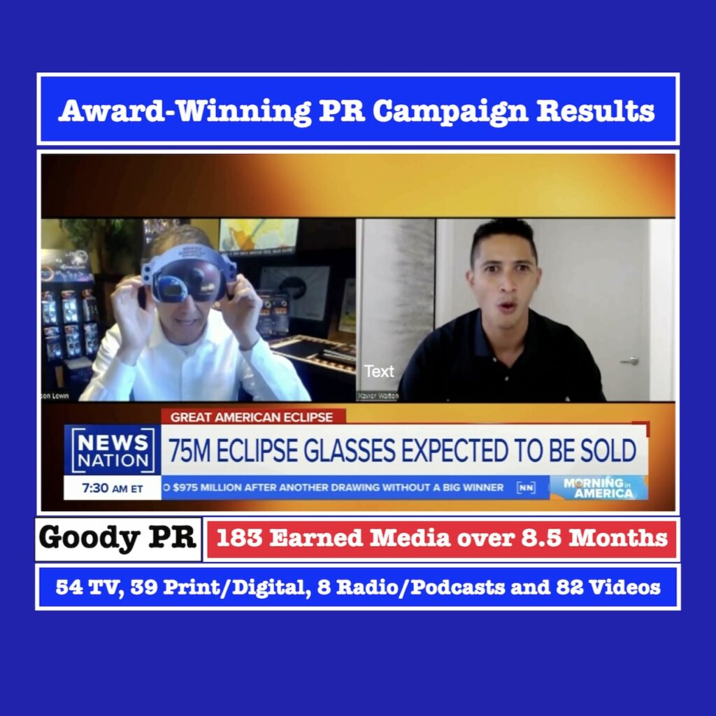 Good PR wins 2024 Bulldog PR Awards for Best Media Relations Campaign for their American Paper Optics Eclipse Glasses National Public Relations Campaign exceeding the client expectations