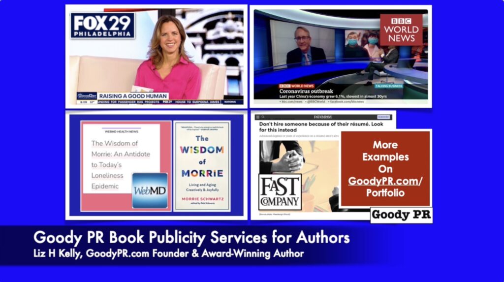 You’ll also find two author case study examples with media interviews in this book publicity services overview by Goody PR. 